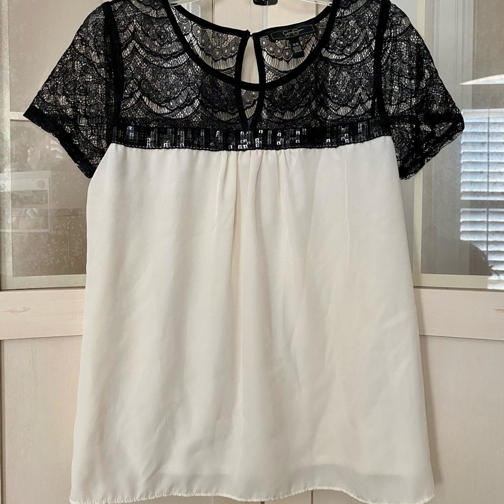 Jessica Simpson Cream lace and sequin blouse